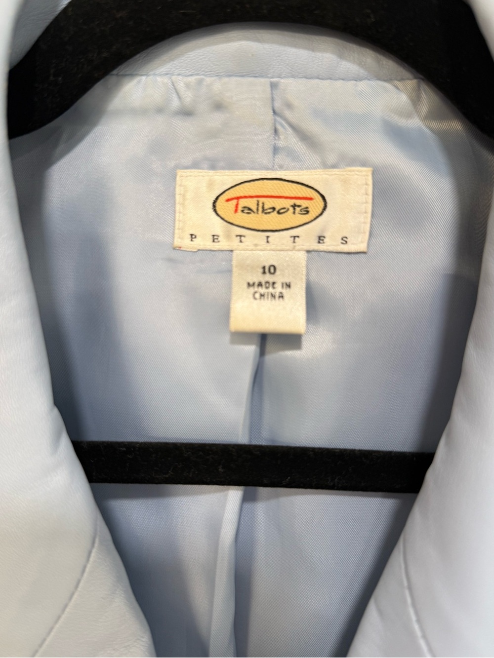Talbots Light Blue Leather Button-Front Jacket - Picture 3 of 10